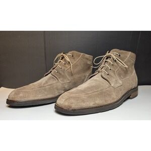 E.T. Wright Mens Moc Toe Suede Chukka Ankle Boots Taupe Brown 13 AA Italy